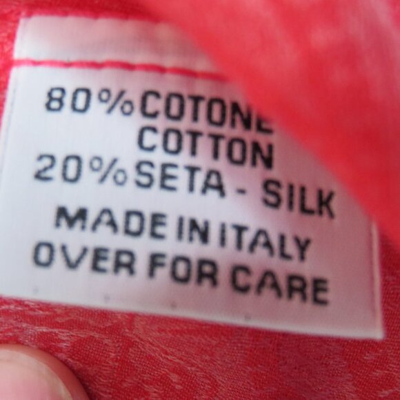 Alessandro Gherardeschi Mens Red Paisley Button Up Shirt L/S Silk Blend Large - Picture 7 of 7